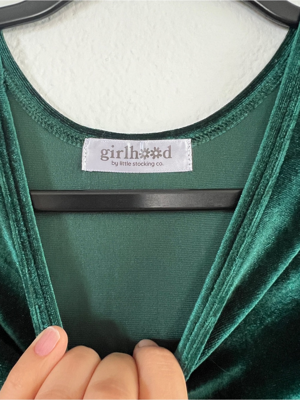 Emerald Green Velvet Long Sleeve Charm Dress - Picture 2 of 4